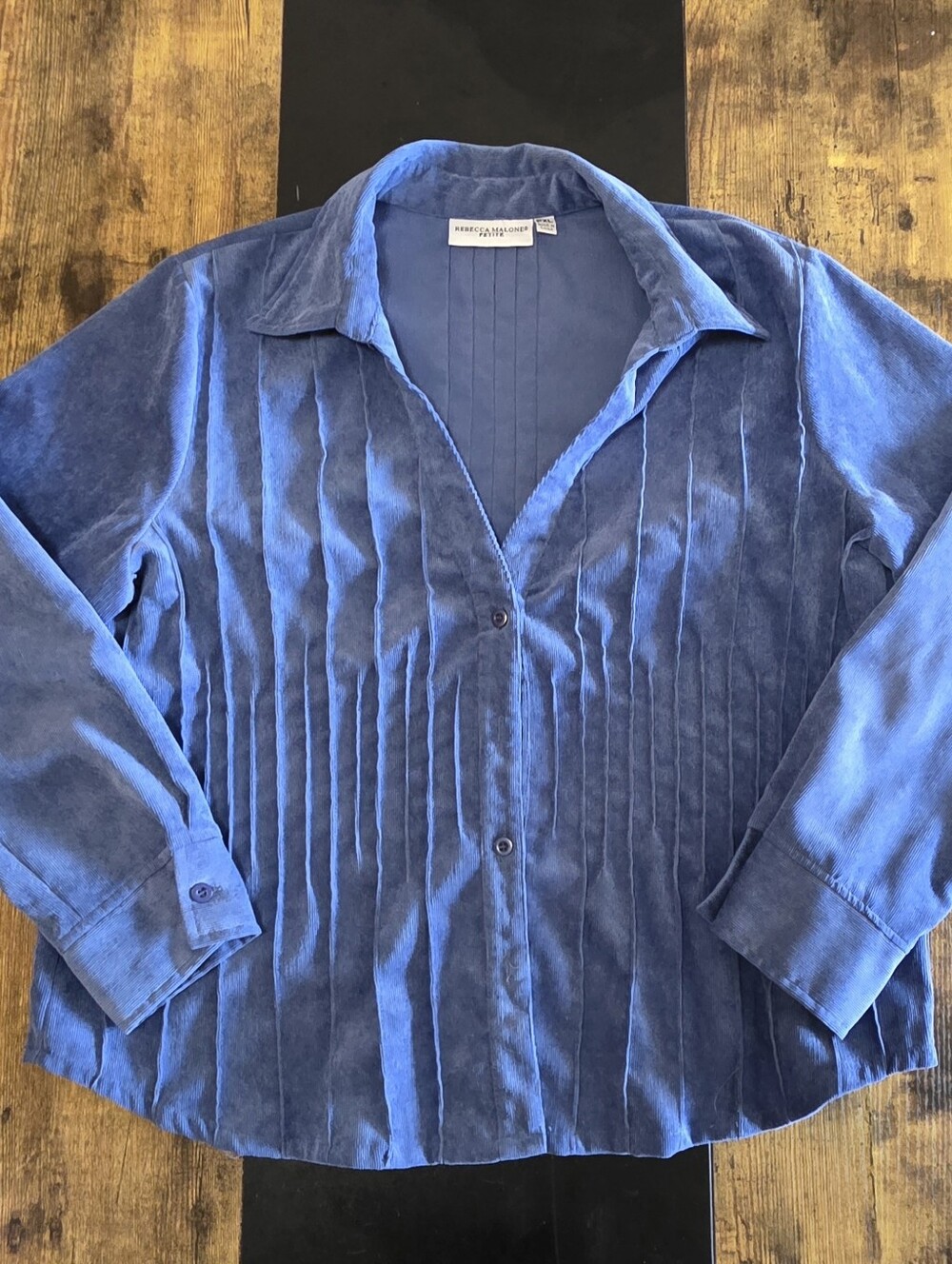Rebecca Malone Blue Pleated Suede Texture Jacket